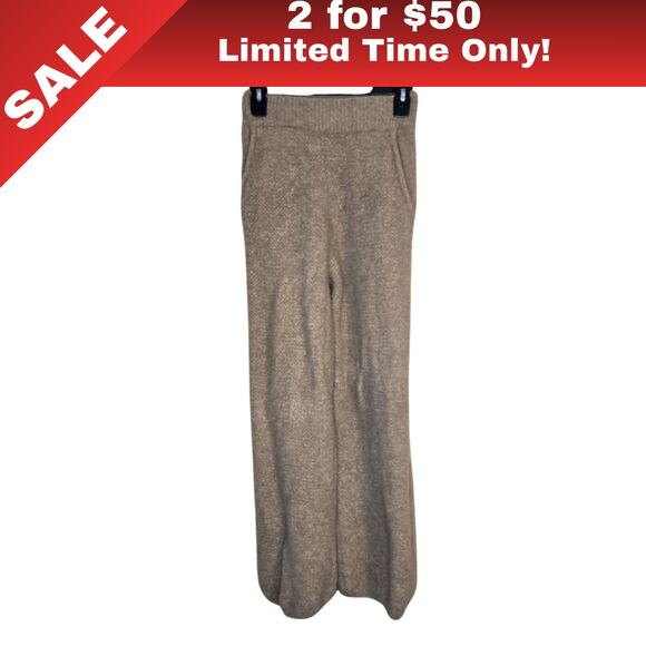 [Sale: 2 for $50!] Luxurious Tan Cashmere Blend Knit Pants Size Small 0231 - Picture 1 of 9